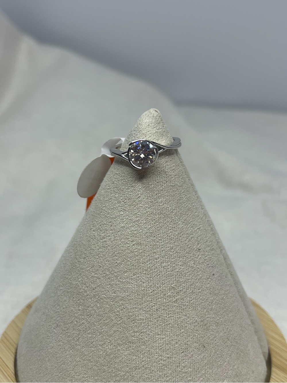 Solid Sterling Silver Solitaire Ring with Moissanite Ring - Size 5